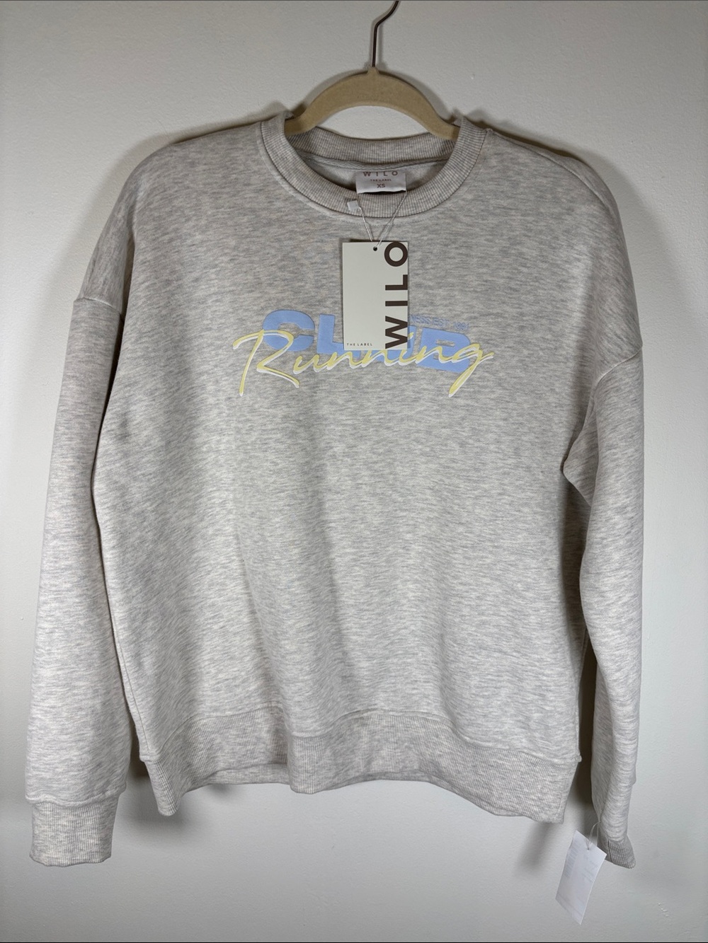 WILO The Label Club Running Oversized Sweatshirt Heather Gray XS NWT